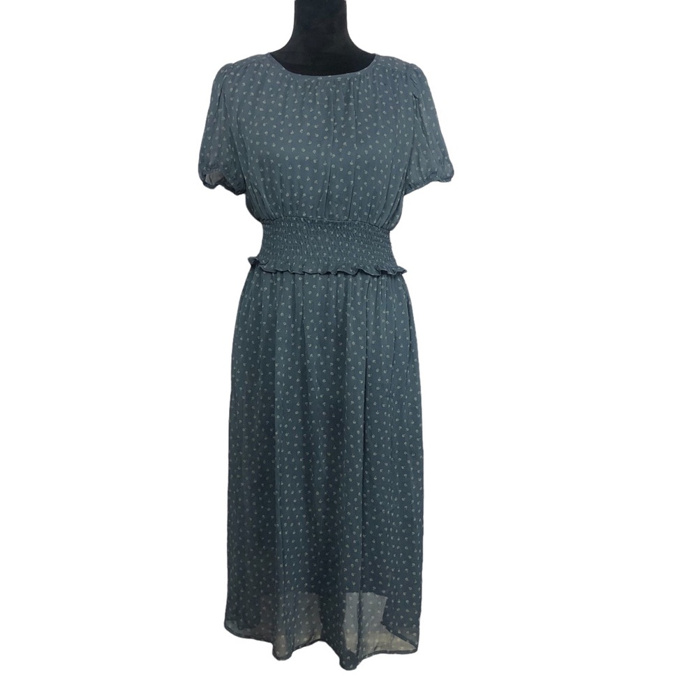 Wild Fable Elastic Waist Blue Print Prairie Dress size Small - Picture 2 of 12